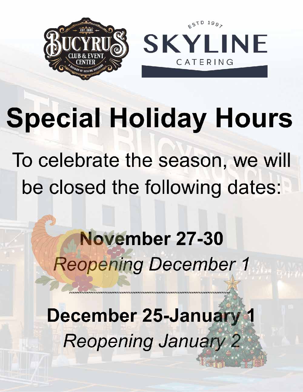 Special Holiday Hours